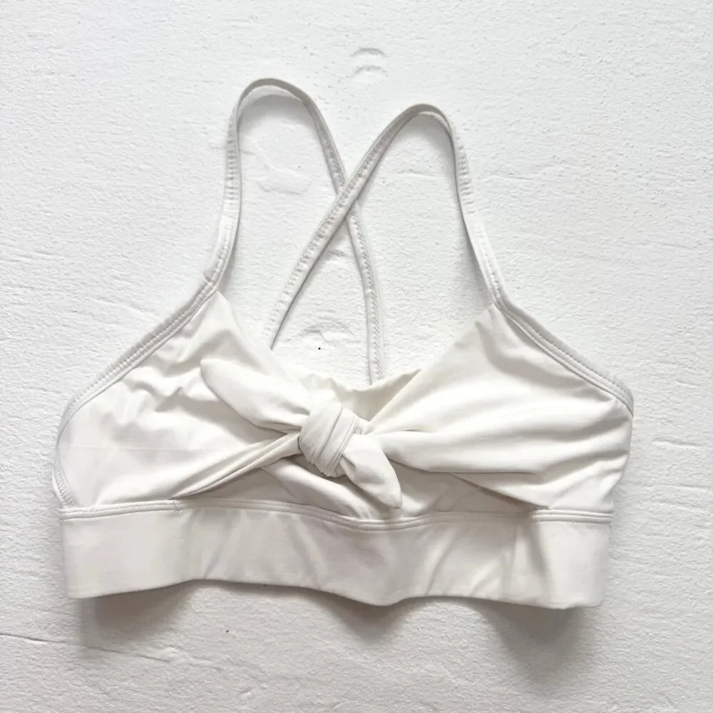 Alala White Knot-Front Strappy Sports Bra